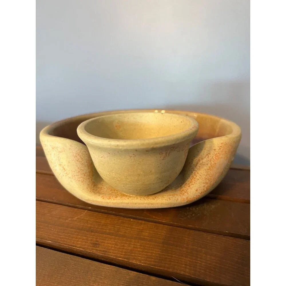 Bruce Larrabee Pottery Small Chip‎ & Dip Platter Glaze Art Pottery Signed